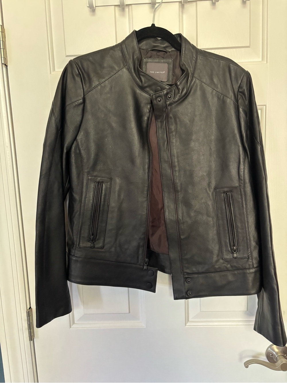 The Limited Black Leather Bomber Jacket